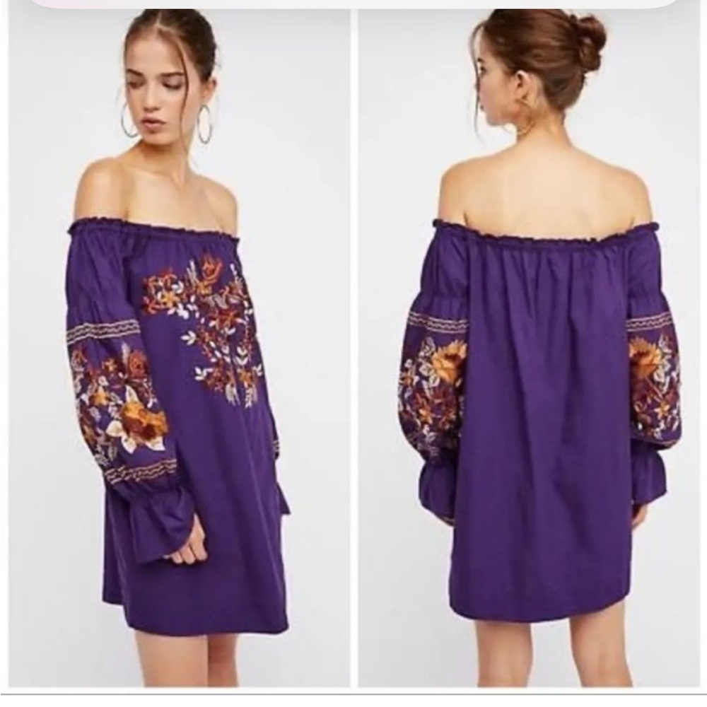 Free People womans Fleur Du Jour boho Purple mini Dress size XS